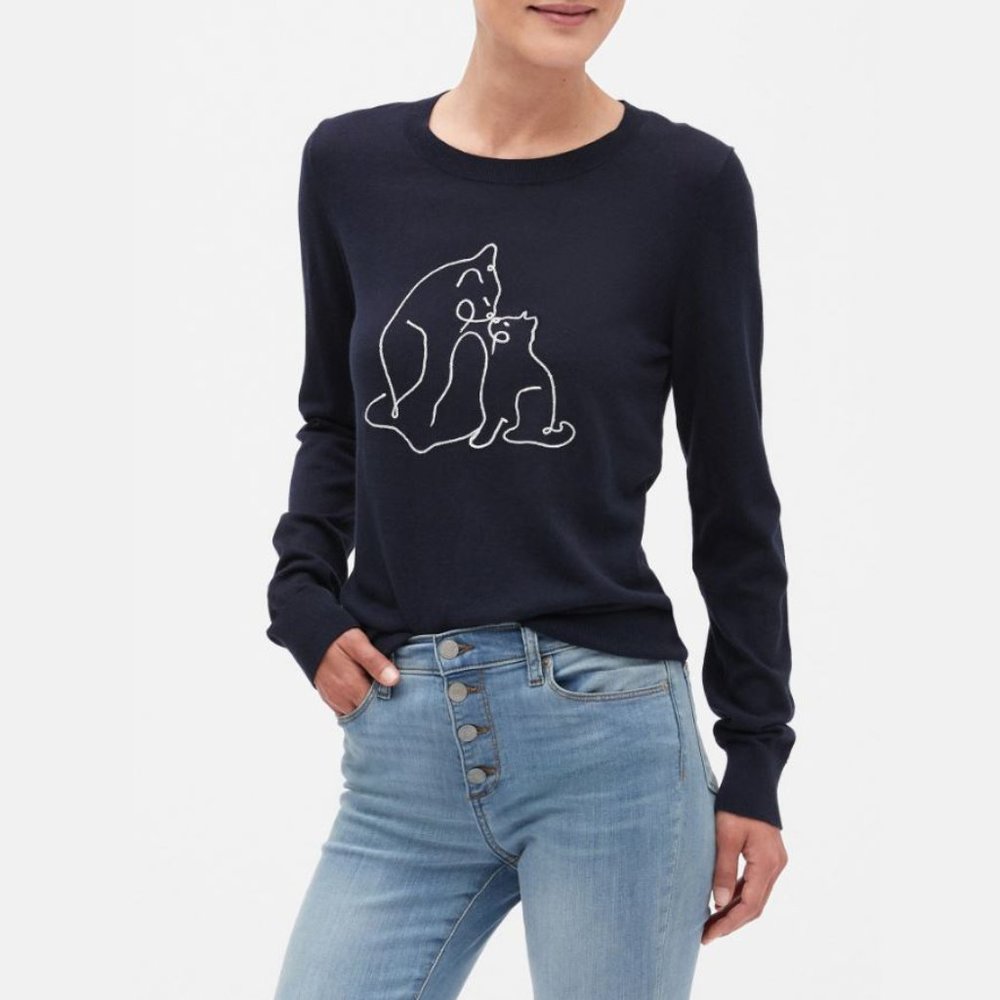 Banana Republic Forever Cats Crew Neck Sweater NWT